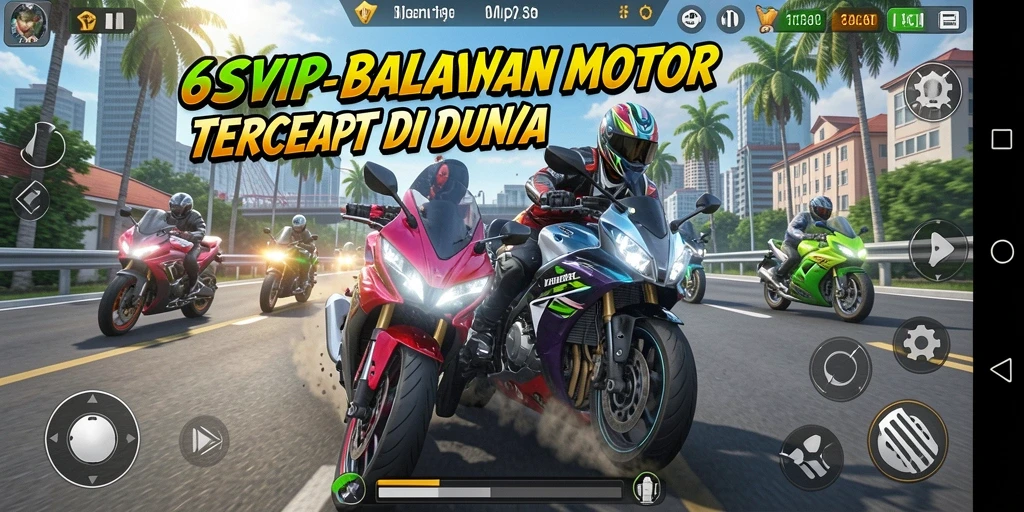 Tampilan gameplay seru di 6SVIP dengan motor sport balapan.