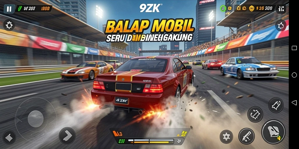 Tampilan gameplay balap mobil yang menegangkan di 9ZK.