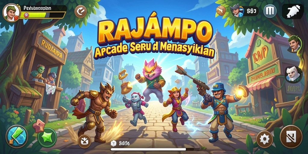 Screenshot gameplay RAJAMPO menampilkan aksi seru dan karakter yang beragam.