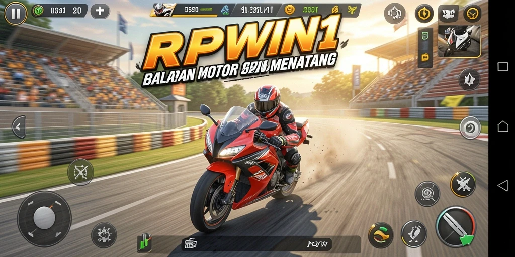 Tampilan gameplay seru dari balapan motor di RPWIN1.