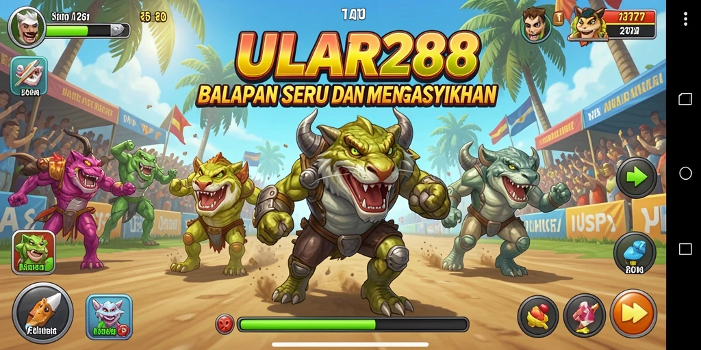 Screenshot gameplay ULAR288 menampilkan aksi balap yang intens.