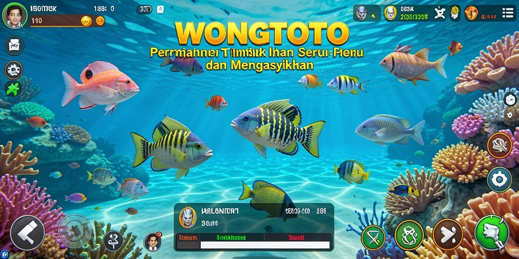 Tampilan aksi seru dalam permainan Tembak Ikan WONGTOTO.